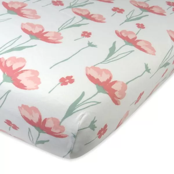 HonestBaby Organic Cotton Fitted Crib Sheet Strawberry Pink Floral One SizeStrawberry Pink Floral One Size