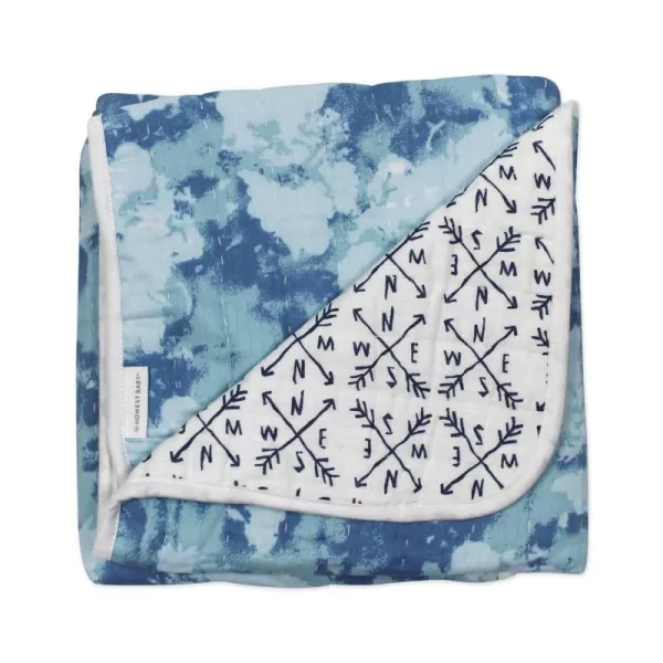 HonestBaby Quilted Baby Blankets Reversible Organic Cotton for Infant Boys Girls Unisex Watercolor WorldCompass One Size1Pack Watercolor WorldCompass Hand Quilted Blanket One Size