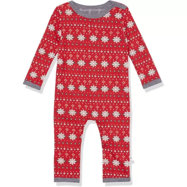 HonestBaby Romper Coverall Sets Onepiece Jumpsuit Organic Cotton1 Fair Isle Red Reversible Coverall