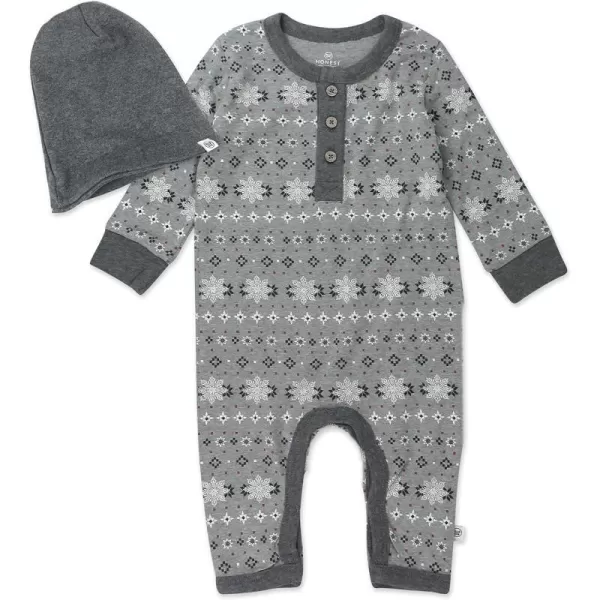 HonestBaby Romper Coverall Sets Onepiece Jumpsuit Organic Cotton2 Fair Isle Gray Set