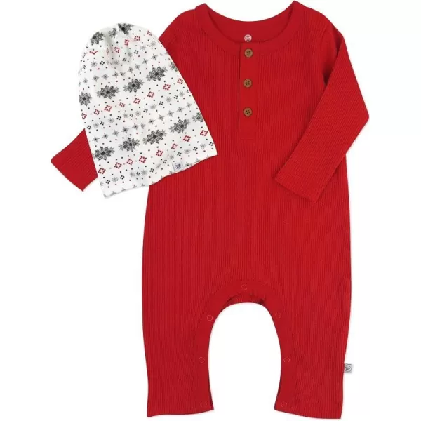 HonestBaby Romper Coverall Sets Onepiece Jumpsuit Organic Cotton2 Holiday Red Set