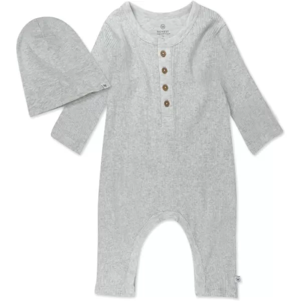HonestBaby Romper Coverall Sets Onepiece Jumpsuit Organic Cotton2 Light Gray Heather Set