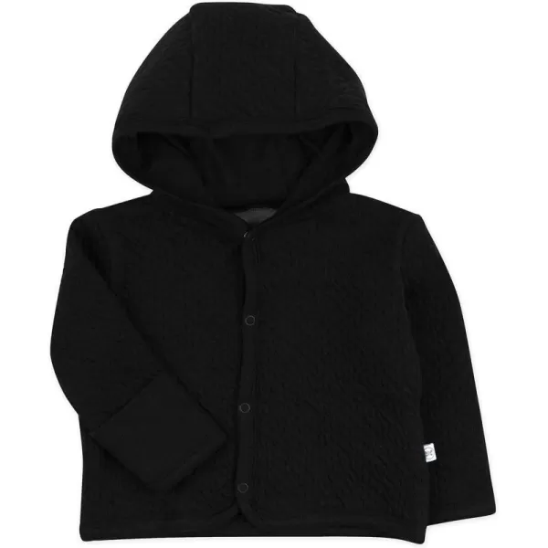 HonestBaby SnapFront Hooded Jackets SideSnap Top Hoodies in Cozy 100 Organic Cotton Infant Baby Boys Girls UnisexBlack