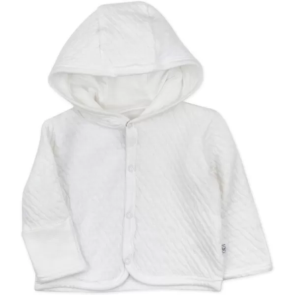 HonestBaby SnapFront Hooded Jackets SideSnap Top Hoodies in Cozy 100 Organic Cotton Infant Baby Boys Girls UnisexBright White