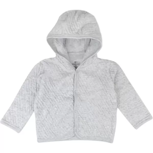 HonestBaby SnapFront Hooded Jackets SideSnap Top Hoodies in Cozy 100 Organic Cotton Infant Baby Boys Girls UnisexLight Gray Heather