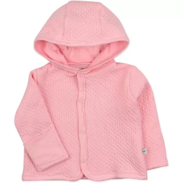 HonestBaby SnapFront Hooded Jackets SideSnap Top Hoodies in Cozy 100 Organic Cotton Infant Baby Boys Girls UnisexPink