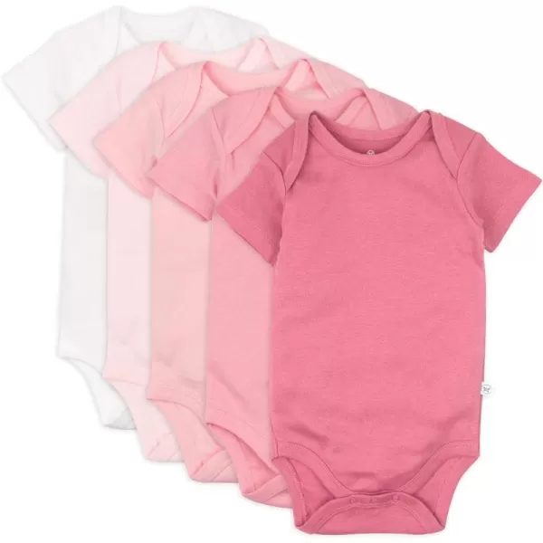 HonestBaby babygirls 5pack Short Sleeve Bodysuits Onepiece 100 Organic Cotton for Infant Baby Girls5pack Pink Ombre