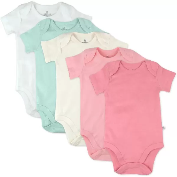 HonestBaby babygirls 5pack Short Sleeve Bodysuits Onepiece 100 Organic Cotton for Infant Baby Girls5pack Strawberry Cream