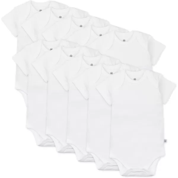 Honestbaby 10Pack Short Sleeve Bodysuits OnePiece 100 Organic Cotton for Infant Baby Boys Girls UnisexHonestly Pure White