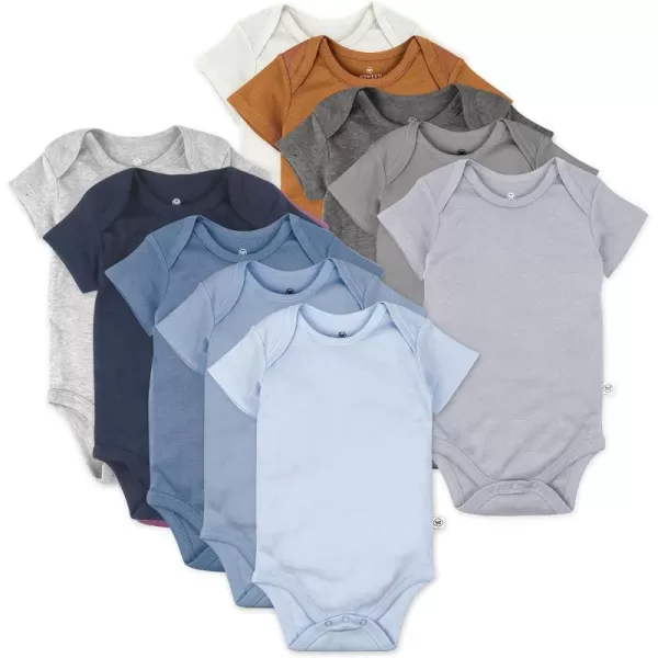 Honestbaby 10Pack Short Sleeve Bodysuits OnePiece 100 Organic Cotton for Infant Baby Boys Girls UnisexPrep School Rebel Boy