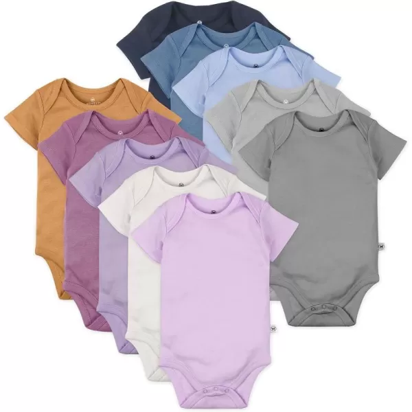 Honestbaby 10Pack Short Sleeve Bodysuits OnePiece 100 Organic Cotton for Infant Baby Boys Girls UnisexPrep School Rebel Girl