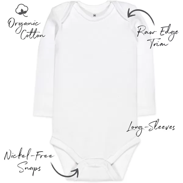 HonestBaby 10Pack Long Sleeve Bodysuits Onepiece 100 Organic Cotton for Infant Baby Boys Girls UnisexBright White