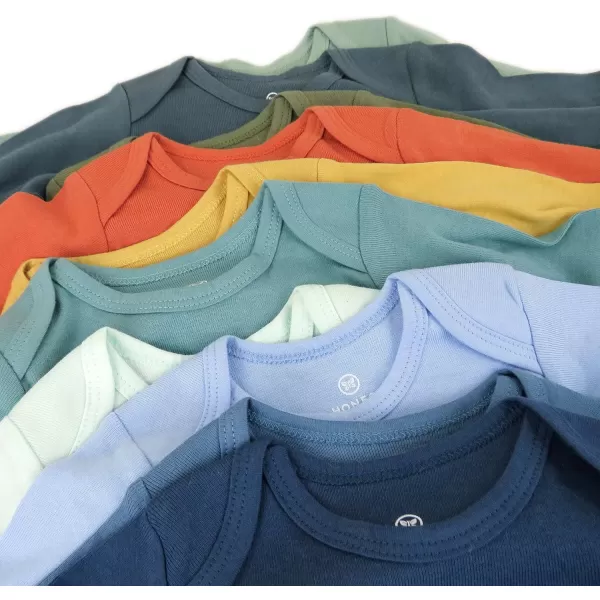 HonestBaby 10Pack Long Sleeve Bodysuits Onepiece 100 Organic Cotton for Infant Baby Boys Girls UnisexRainbow Gems Blues