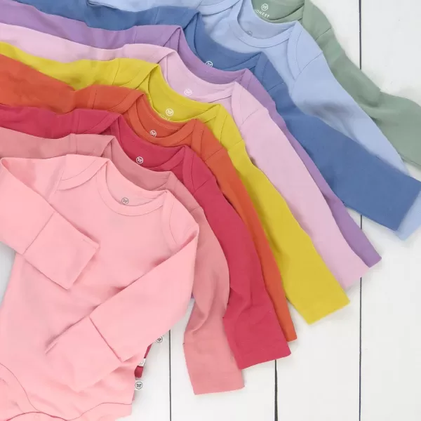 HonestBaby 10Pack Long Sleeve Bodysuits Onepiece 100 Organic Cotton for Infant Baby Boys Girls UnisexRainbow Gems Pinks