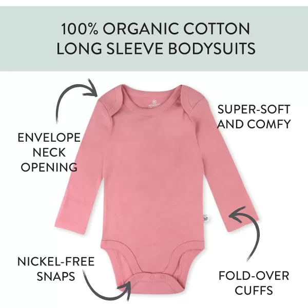 HonestBaby 10Pack Long Sleeve Bodysuits Onepiece 100 Organic Cotton for Infant Baby Boys Girls UnisexRainbow Pinks