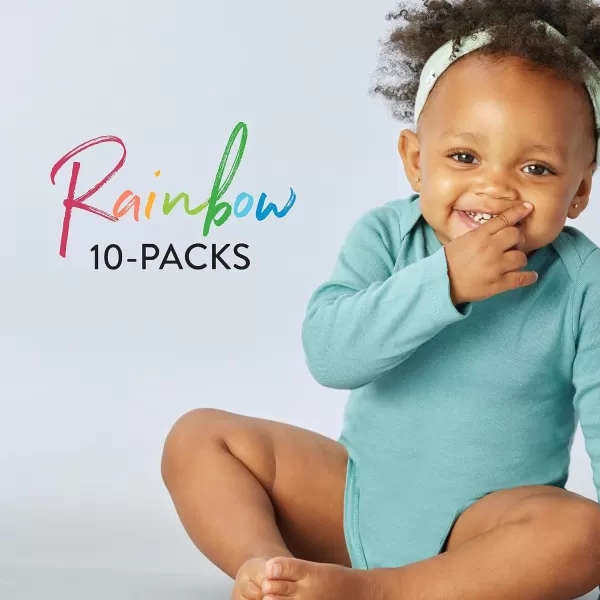 HonestBaby 10Pack Long Sleeve Bodysuits Onepiece 100 Organic Cotton for Infant Baby Boys Girls UnisexRainbow Pinks