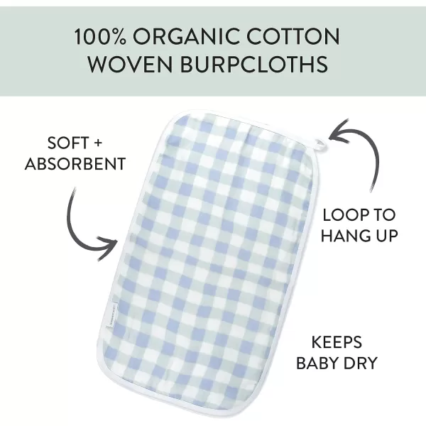 HonestBaby Baby Organic Cotton Multilayer Burp Cloths Multipack Watercolor World One Size USOne Size 4Pack Blue Painted Buffalo Check
