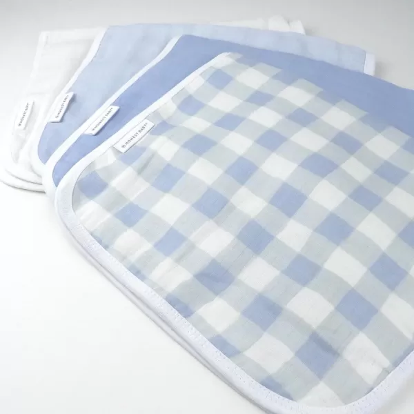 HonestBaby Baby Organic Cotton Multilayer Burp Cloths Multipack Watercolor World One Size USOne Size 4Pack Blue Painted Buffalo Check