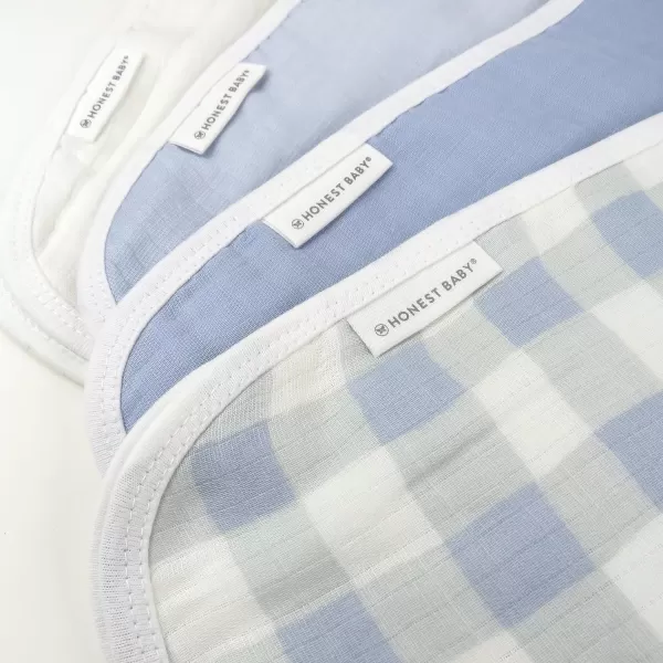 HonestBaby Baby Organic Cotton Multilayer Burp Cloths Multipack Watercolor World One Size USOne Size 4Pack Blue Painted Buffalo Check