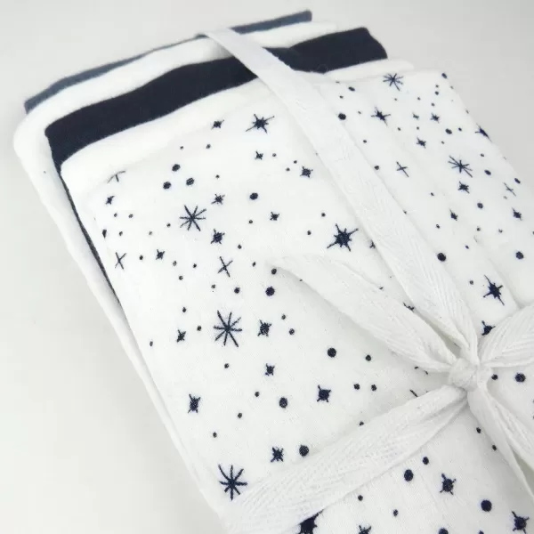 HonestBaby Baby Organic Cotton Multilayer Burp Cloths Multipack Watercolor World One Size USOne Size 5Pack Twinkle Star WhiteNavy