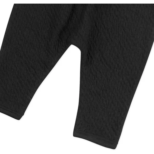 HonestBaby Matelasse Harem Pants Cozy Roomy Fit Pull on Bottoms 100 Organic Cotton for Infant Baby Boys Girls UnisexBlack