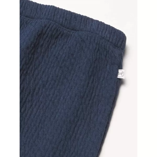 HonestBaby Matelasse Harem Pants Cozy Roomy Fit Pull on Bottoms 100 Organic Cotton for Infant Baby Boys Girls UnisexDark Navy