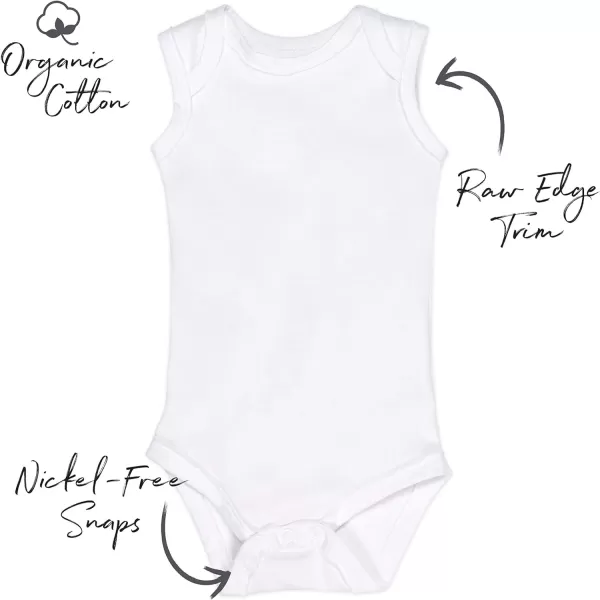 HonestBaby Multipack Sleeveless and Cami Bodysuits OnePiece 100 Organic Cotton for Infant Baby Boys Girls Unisex10 Bright White