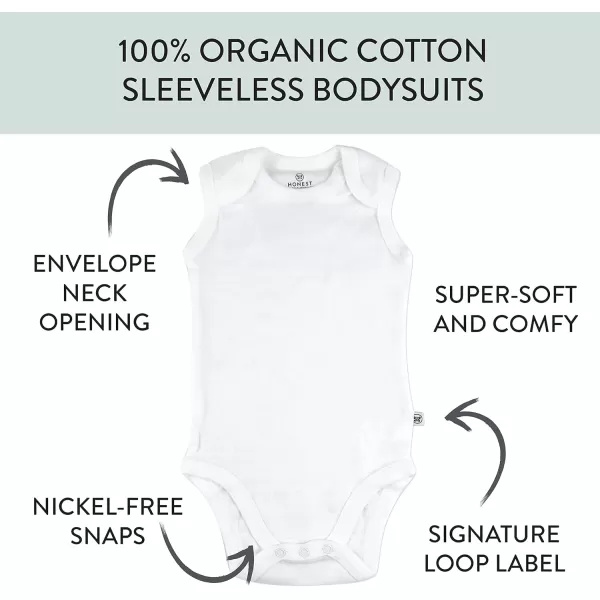 HonestBaby Multipack Sleeveless and Cami Bodysuits OnePiece 100 Organic Cotton for Infant Baby Boys Girls Unisex10 Honestly Pure White