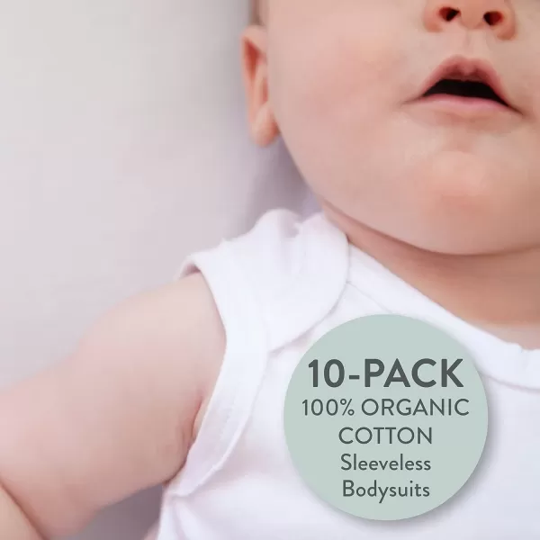 HonestBaby Multipack Sleeveless and Cami Bodysuits OnePiece 100 Organic Cotton for Infant Baby Boys Girls Unisex10 Honestly Pure White