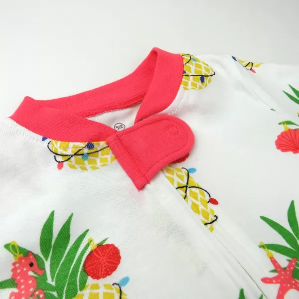 HonestBaby NonSlip Footed Holiday Pajamas OnePiece Sleeper ZipFront Pjs Organic Cotton for Baby Boys Girls Unisex2pack Deep Sea Pineapple