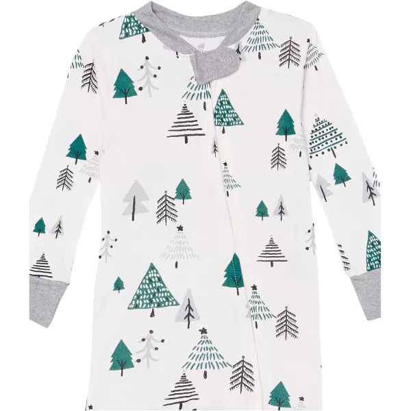 HonestBaby NonSlip Footed Holiday Pajamas OnePiece Sleeper ZipFront Pjs Organic Cotton for Baby Boys Girls Unisex2pack Emerald Forest