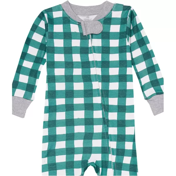 HonestBaby NonSlip Footed Holiday Pajamas OnePiece Sleeper ZipFront Pjs Organic Cotton for Baby Boys Girls Unisex2pack Emerald Forest