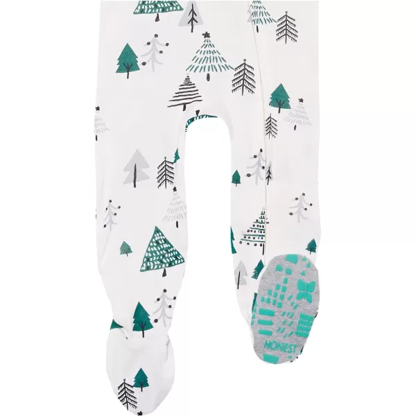 HonestBaby NonSlip Footed Holiday Pajamas OnePiece Sleeper ZipFront Pjs Organic Cotton for Baby Boys Girls Unisex2pack Emerald Forest