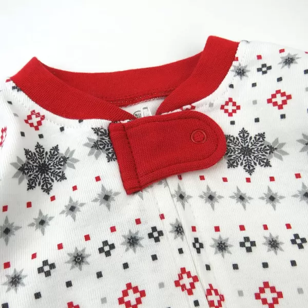 HonestBaby NonSlip Footed Holiday Pajamas OnePiece Sleeper ZipFront Pjs Organic Cotton for Baby Boys Girls Unisex2pack Fair Isle Ivory