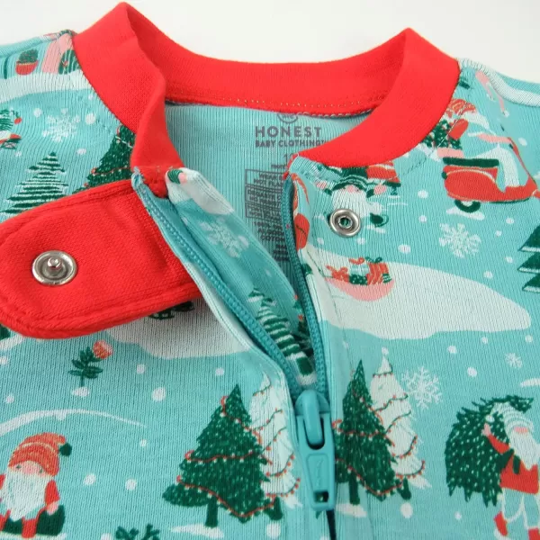 HonestBaby NonSlip Footed Holiday Pajamas OnePiece Sleeper ZipFront Pjs Organic Cotton for Baby Boys Girls Unisex2pack Gnome Holiday