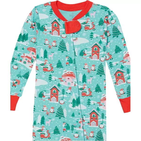 HonestBaby NonSlip Footed Holiday Pajamas OnePiece Sleeper ZipFront Pjs Organic Cotton for Baby Boys Girls Unisex2pack Gnome Holiday