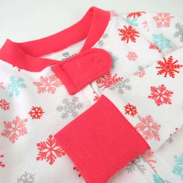 HonestBaby NonSlip Footed Holiday Pajamas OnePiece Sleeper ZipFront Pjs Organic Cotton for Baby Boys Girls Unisex2pack Holiday Flamingo