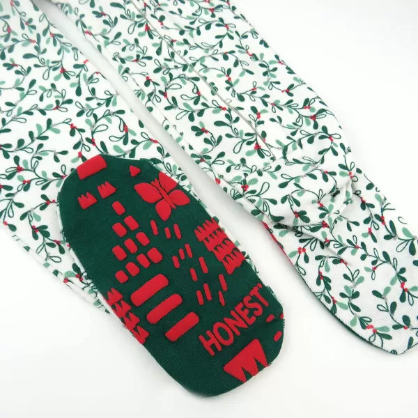 HonestBaby NonSlip Footed Holiday Pajamas OnePiece Sleeper ZipFront Pjs Organic Cotton for Baby Boys Girls Unisex2pack Holiday Floral