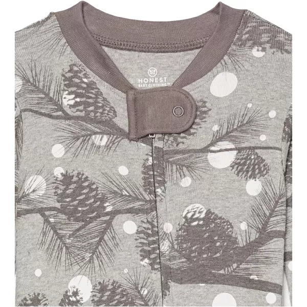 HonestBaby NonSlip Footed Holiday Pajamas OnePiece Sleeper ZipFront Pjs Organic Cotton for Baby Boys Girls Unisex2pack Night Pine