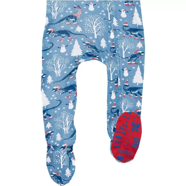 HonestBaby NonSlip Footed Holiday Pajamas OnePiece Sleeper ZipFront Pjs Organic Cotton for Baby Boys Girls Unisex2pack Roarin Rex