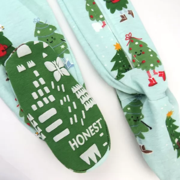 HonestBaby NonSlip Footed Holiday Pajamas OnePiece Sleeper ZipFront Pjs Organic Cotton for Baby Boys Girls UnisexHoliday Skate