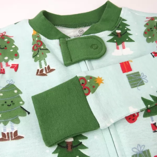 HonestBaby NonSlip Footed Holiday Pajamas OnePiece Sleeper ZipFront Pjs Organic Cotton for Baby Boys Girls UnisexHoliday Skate