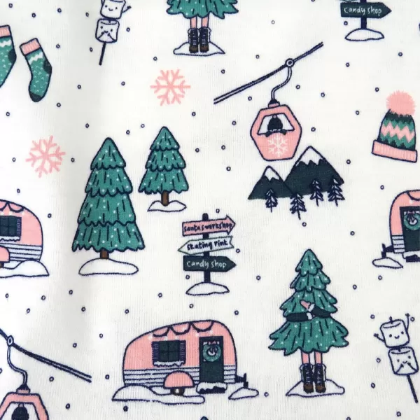 HonestBaby NonSlip Footed Holiday Pajamas OnePiece Sleeper ZipFront Pjs Organic Cotton for Baby Boys Girls UnisexSki Trip