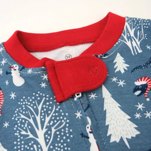 HonestBaby NonSlip Footed Holiday Pajamas OnePiece Sleeper ZipFront Pjs Organic Cotton for Baby Boys Girls UnisexWinter Dinoland