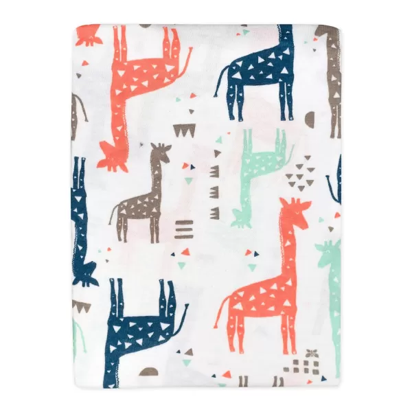 HonestBaby Organic Cotton Fitted Crib Sheet Pattern Play Gray Heather One SizeMulticolored Giraffes One Size