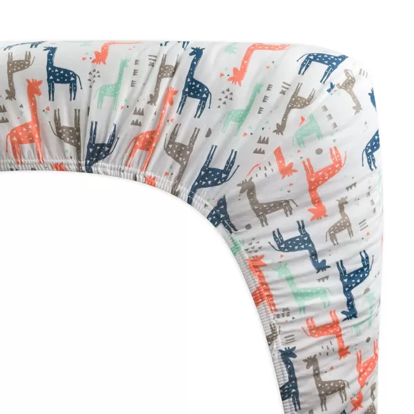 HonestBaby Organic Cotton Fitted Crib Sheet Pattern Play Gray Heather One SizeMulticolored Giraffes One Size