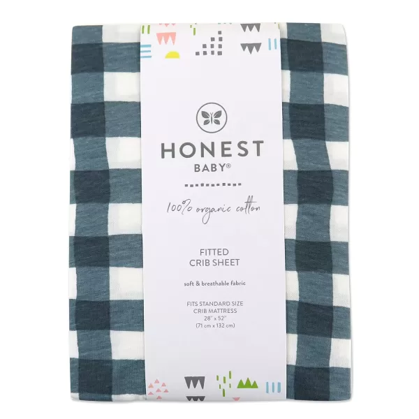 HonestBaby Organic Cotton Fitted Crib Sheet Pattern Play Gray Heather One SizePainted Buffalo Check Charcoal One Size