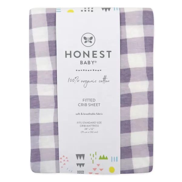 HonestBaby Organic Cotton Fitted Crib Sheet Pattern Play Gray Heather One SizePainted Buffalo Check Purple One Size