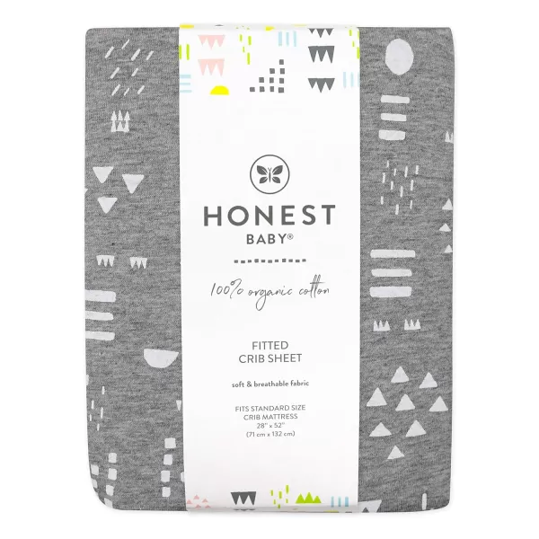 HonestBaby Organic Cotton Fitted Crib Sheet Pattern Play Gray Heather One SizePattern Play Gray Heather One Size