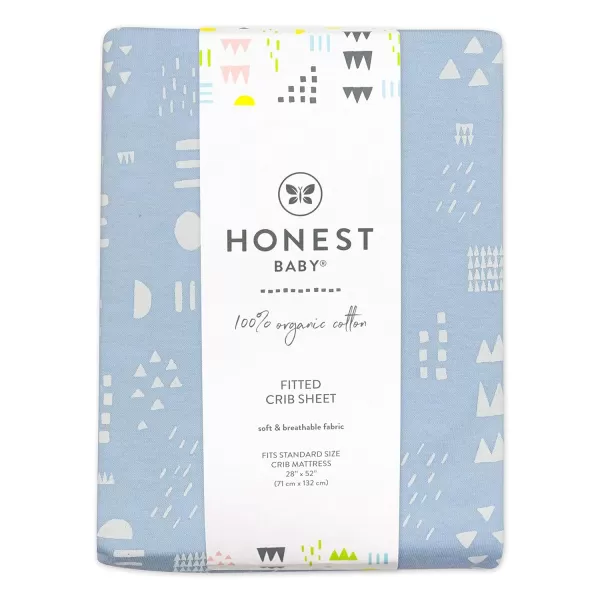 HonestBaby Organic Cotton Fitted Crib Sheet Pattern Play Gray Heather One SizePattern Play Light Blue One Size